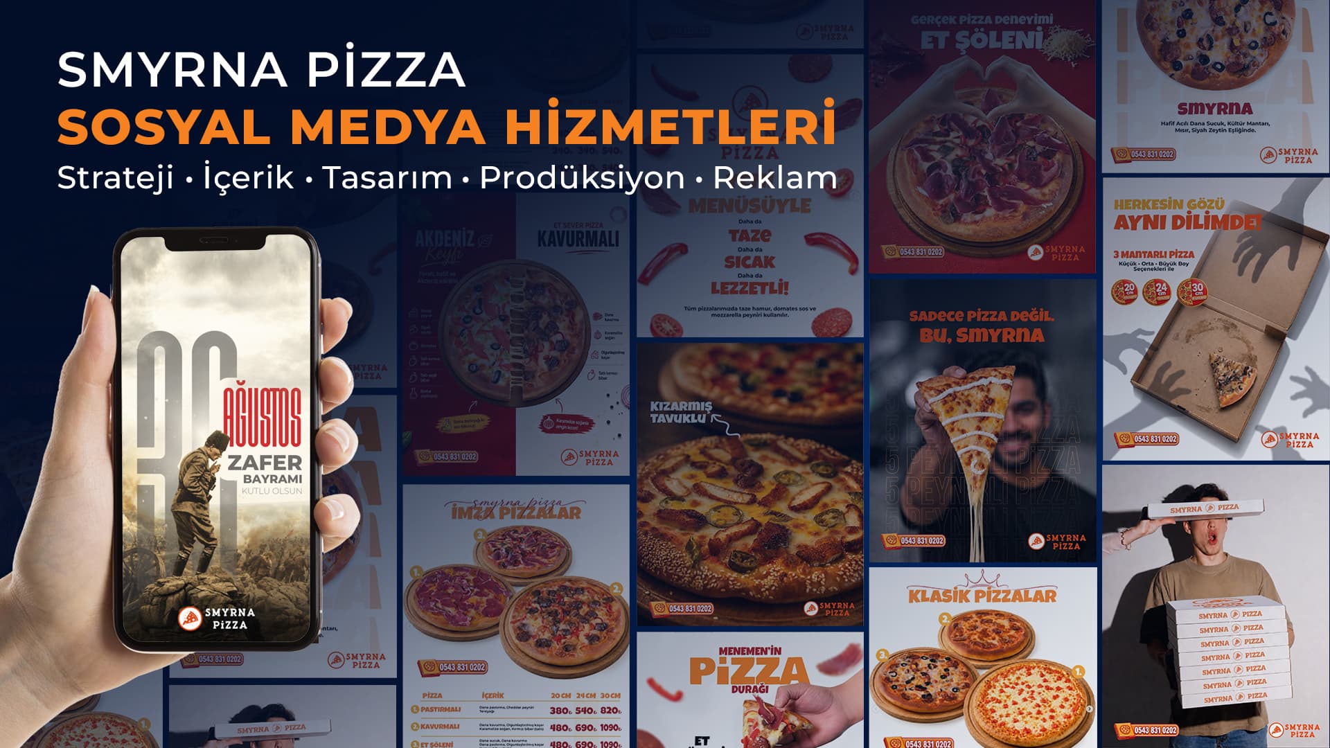 Smyrna Pizza ürün ve menü içeriklerinin sosyal medya sunumu